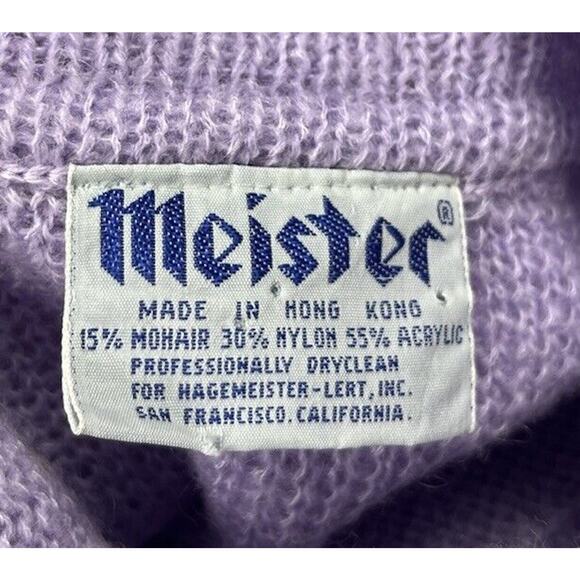 Vintage Meister Purple Snowflake Mohair Blend Ski Turtleneck Sweater Size Small - Picture 6 of 6